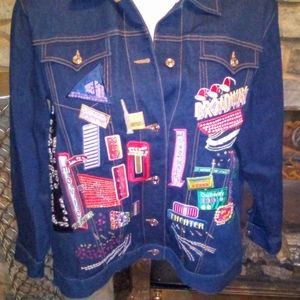 💎Blinged NYC theme Jean Jacket with lots of embellished glam